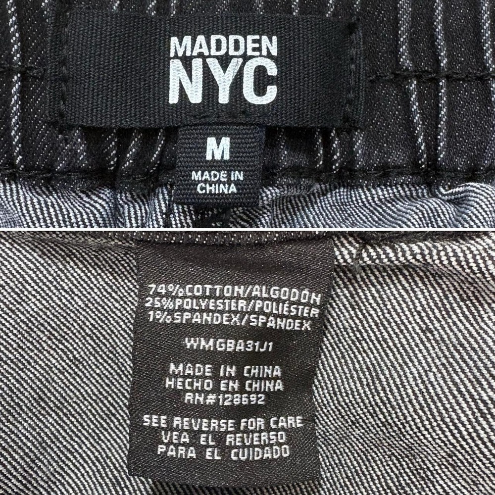 Black Barrel Leg Jeans Madden NYC Front Seam Balloon Pants Skater Grunge Size M - Picture 8 of 8